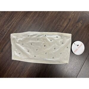 NWT Bear Dance Ivory Velvet Star Tube Top - Size S